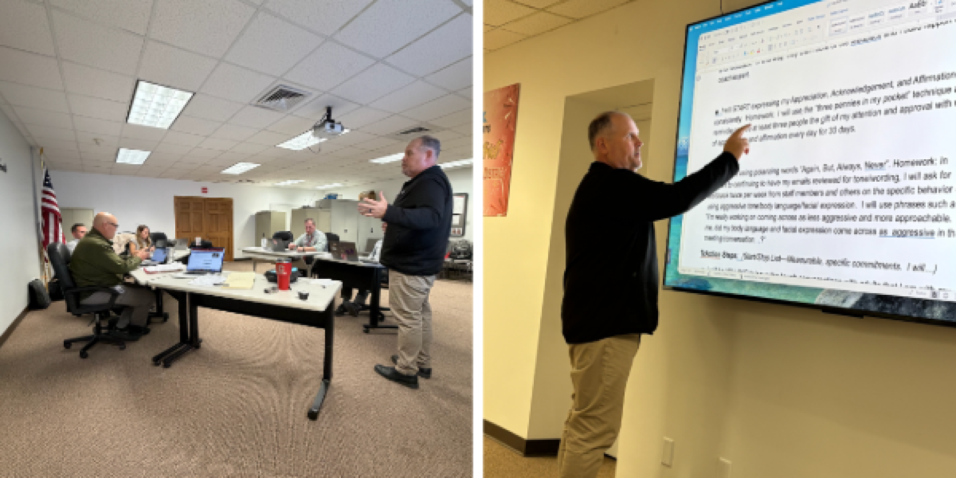 Sean, our Capturing Kids’ Hearts consultant working with Chariton CSD team members in discussions and best practices.