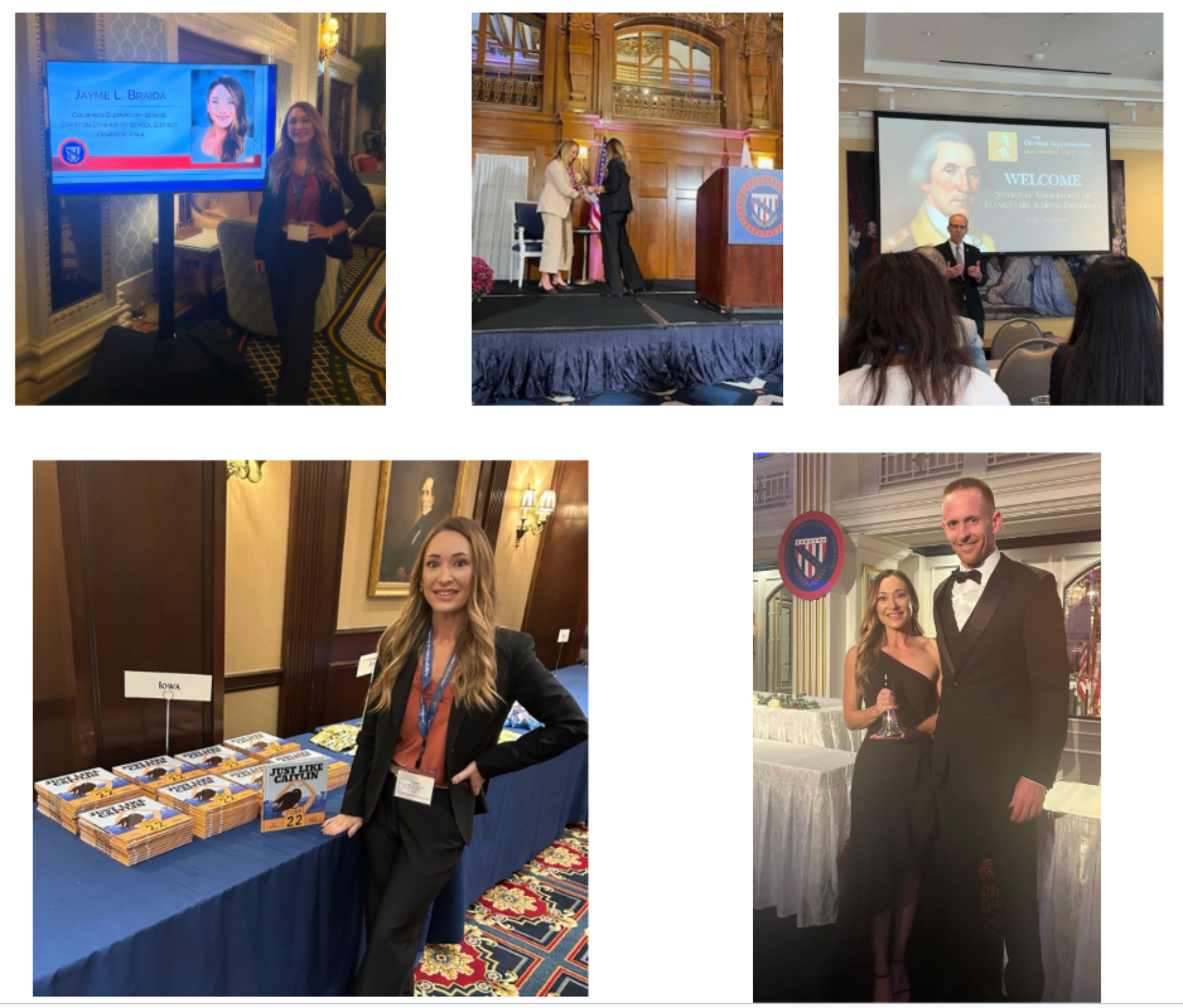 Collage of Ms. Braida at the National Distinguished Principal event.