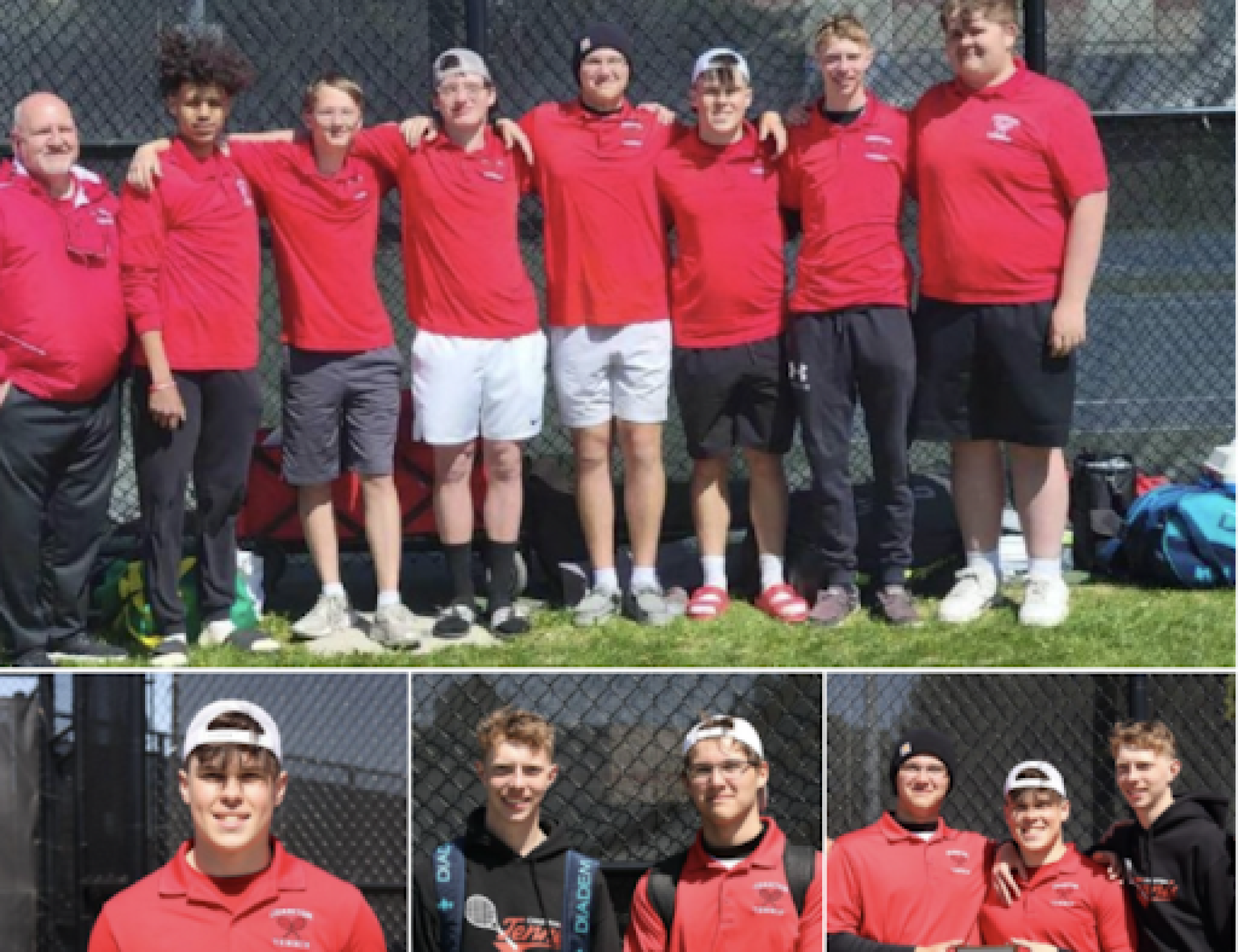 Chariton CSD Tennis Team collage after winning conference champions.